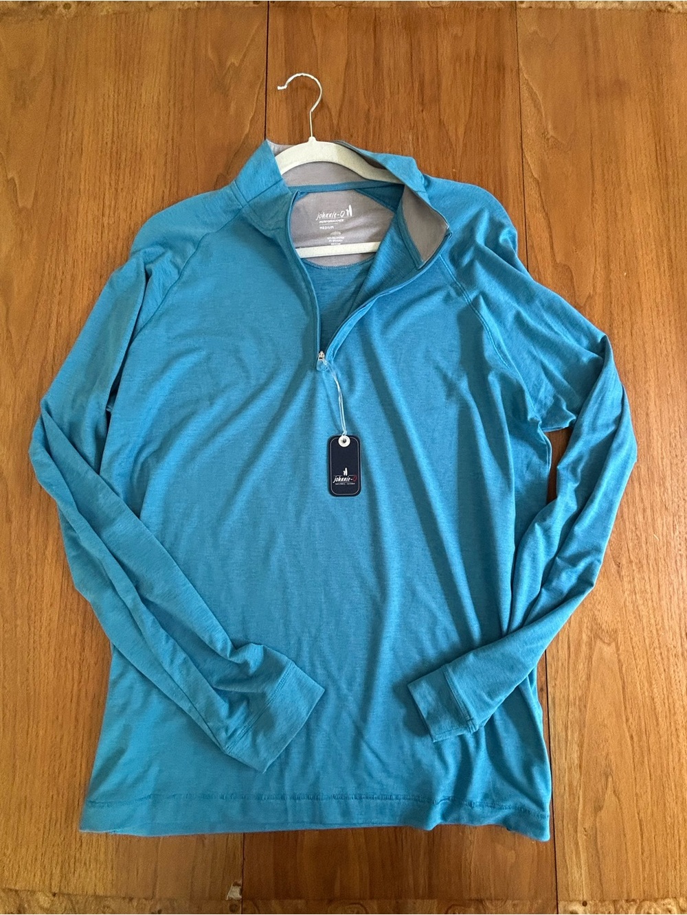 johnnie-O Teal Performance Shirt with Gray Interior Panel